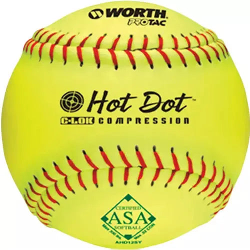 Worth Softball Hot Dot 12 Inch Ball 0.52 COR Yellow High Visibility