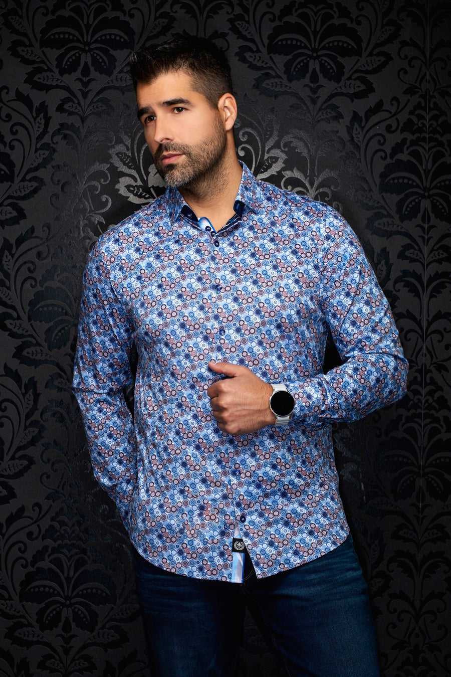 CLOUDSPIN AOP BLACK SHIRT