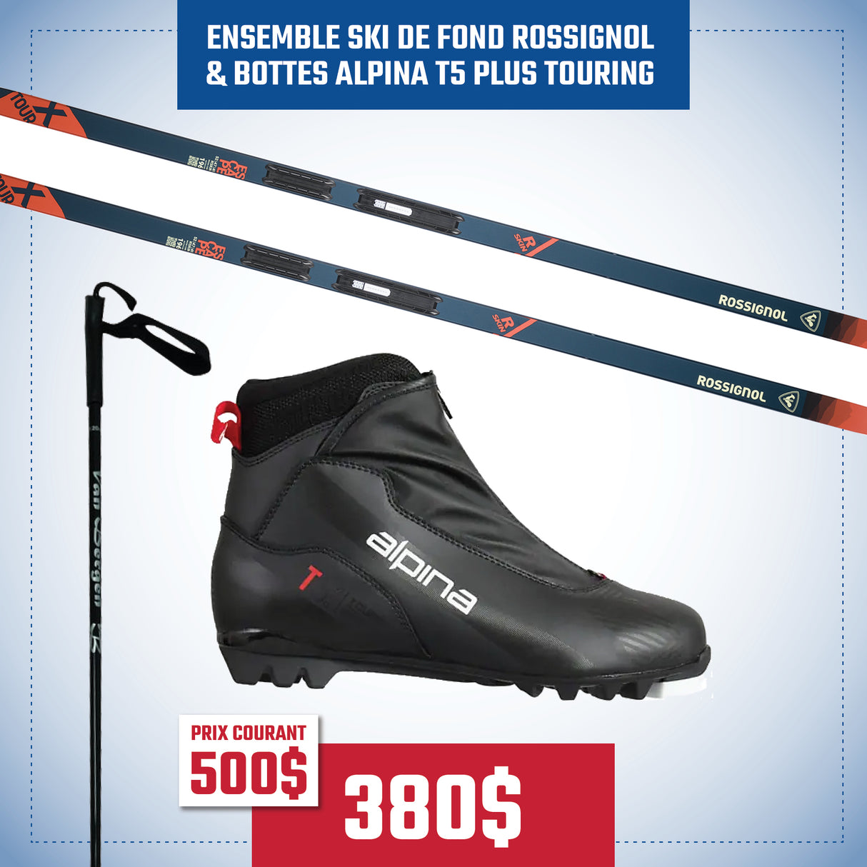 COMPLETE ROSSIGNOL EVO X-55 R-SKIN CROSS-COUNTRY SKI SET
