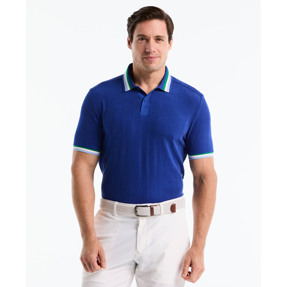 POLO PENGUIN PERFORMANCE RIBBED BLOCKING TERRY GOLF POLO