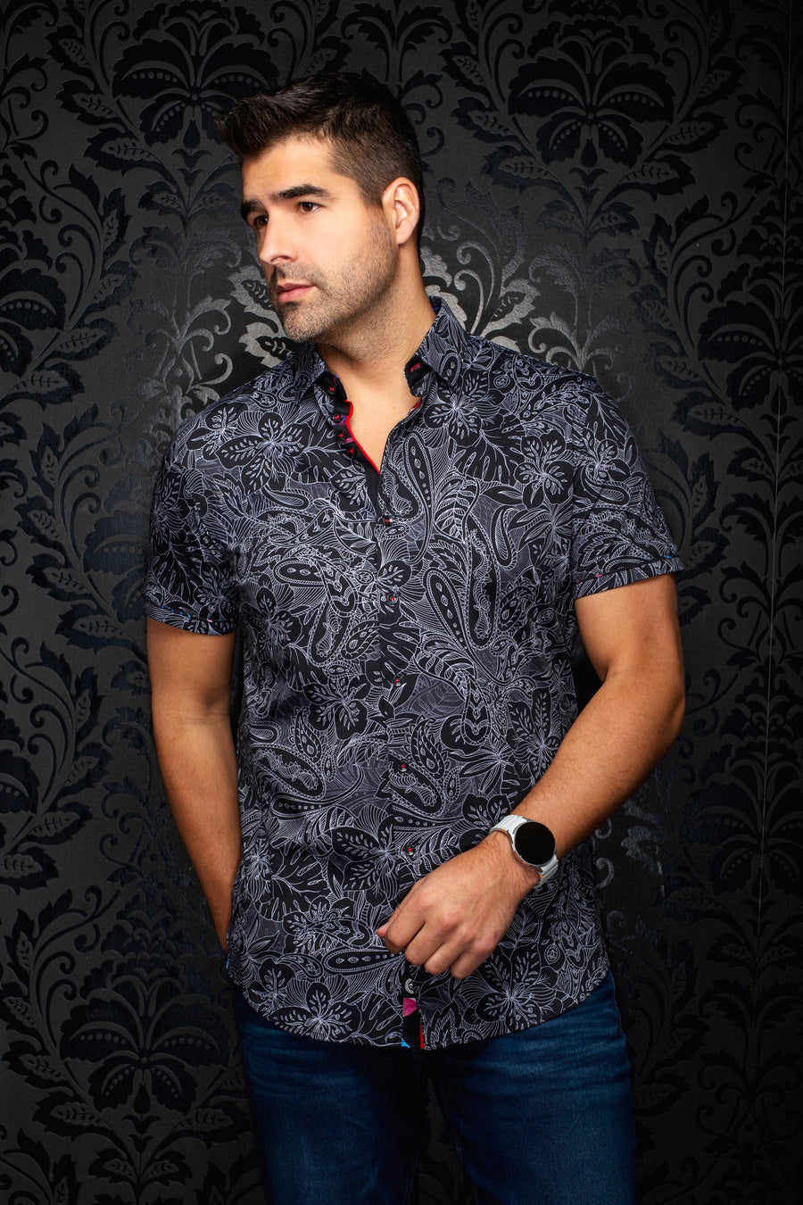 CHEMISE AU NOIR ROSSA MANCHES COURTES
