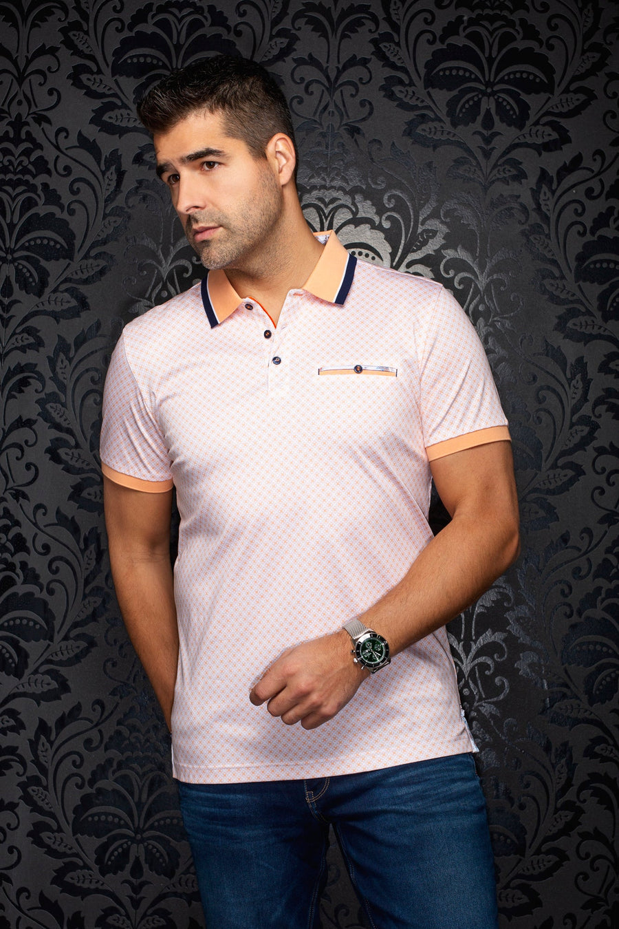 POLO AU NOIR TREVOR AOP