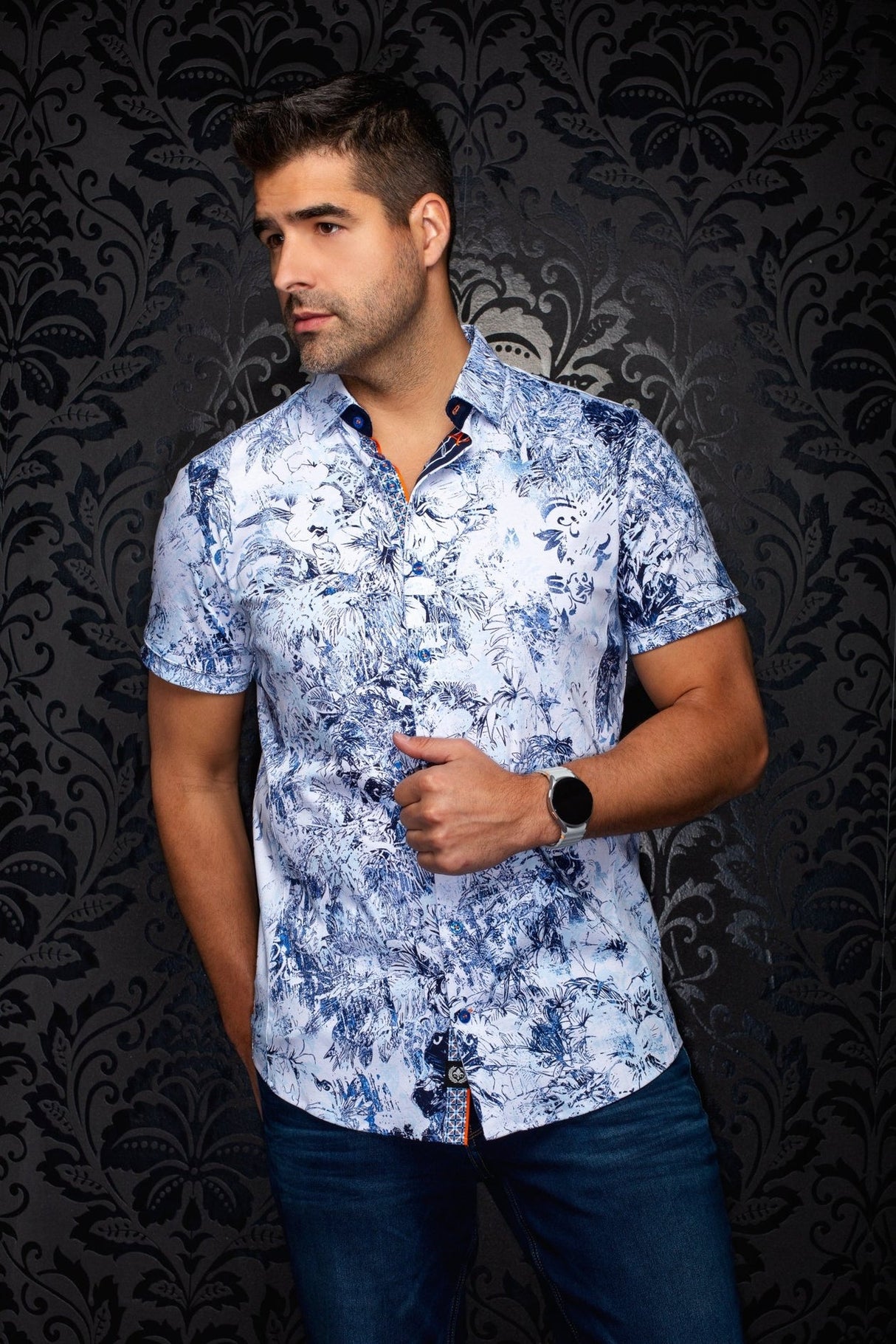BLACK MADEIRA SHORT SLEEVE SHIRT