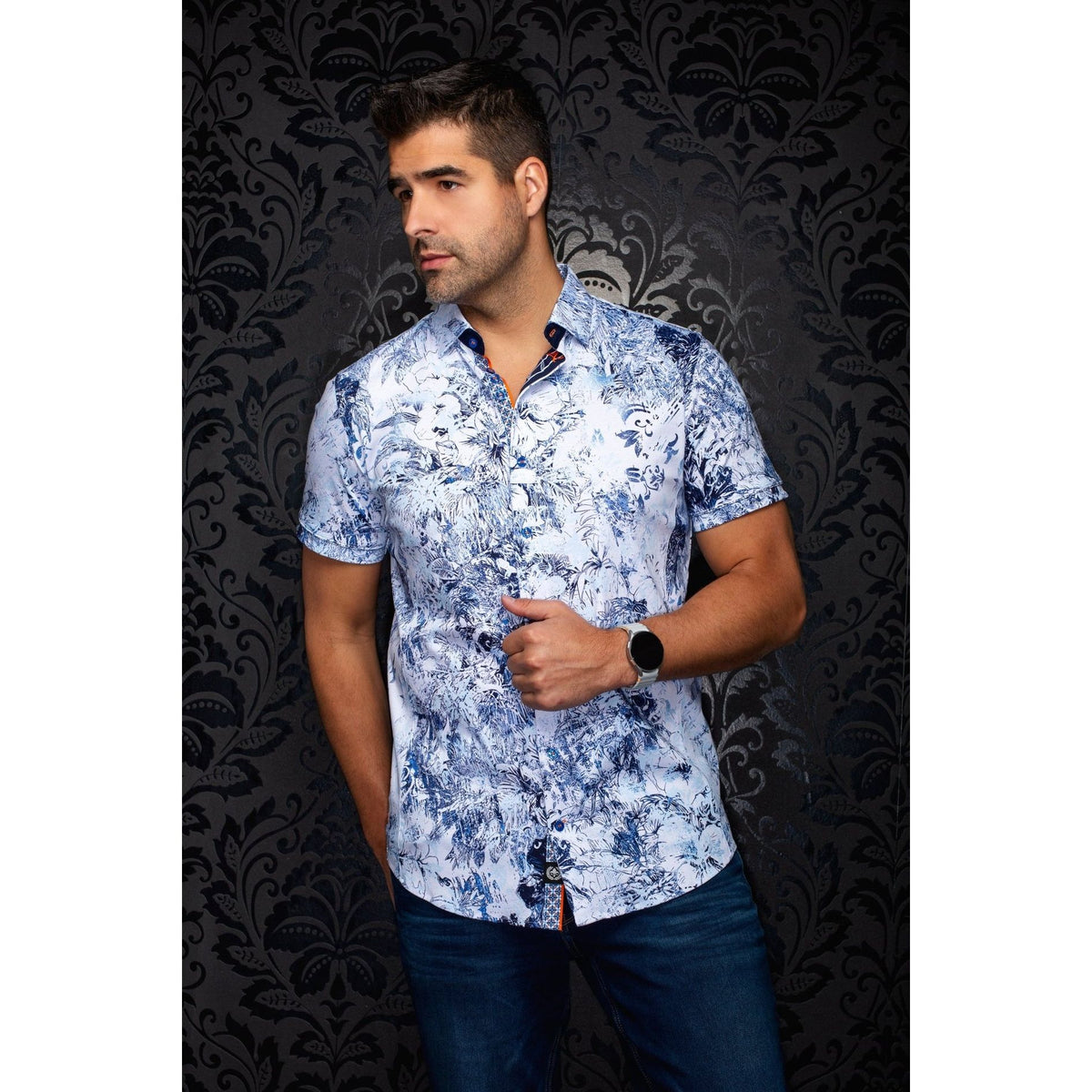 BLACK MADEIRA SHORT SLEEVE SHIRT