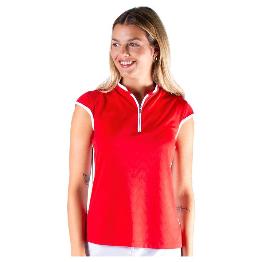 Nivo Polo Brianna Sleeveless Mock Stretch Jacquard False Collar