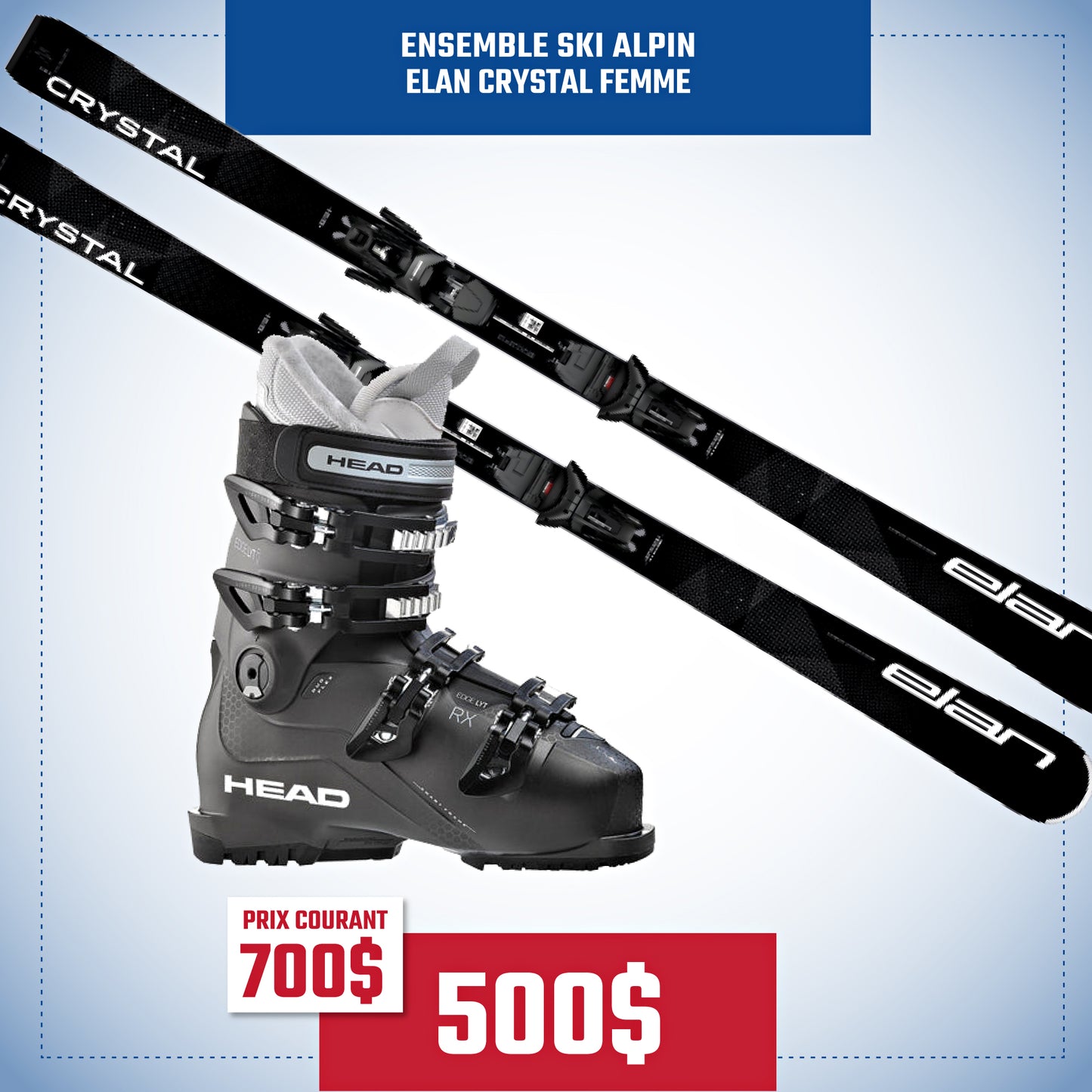 COMBO SKI ALPIN ELAN CRYSTAL FEMME ET BOTTE