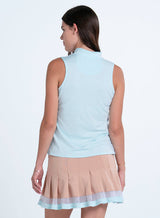 LUCKY IN LOVE SLEEVELESS PLEATED PLACKET POLO
