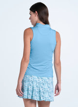 LUCKY IN LOVE SLEEVELESS PLEATED PLACKET POLO