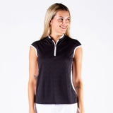Nivo Polo Brianna Sleeveless Mock Stretch Jacquard False Collar