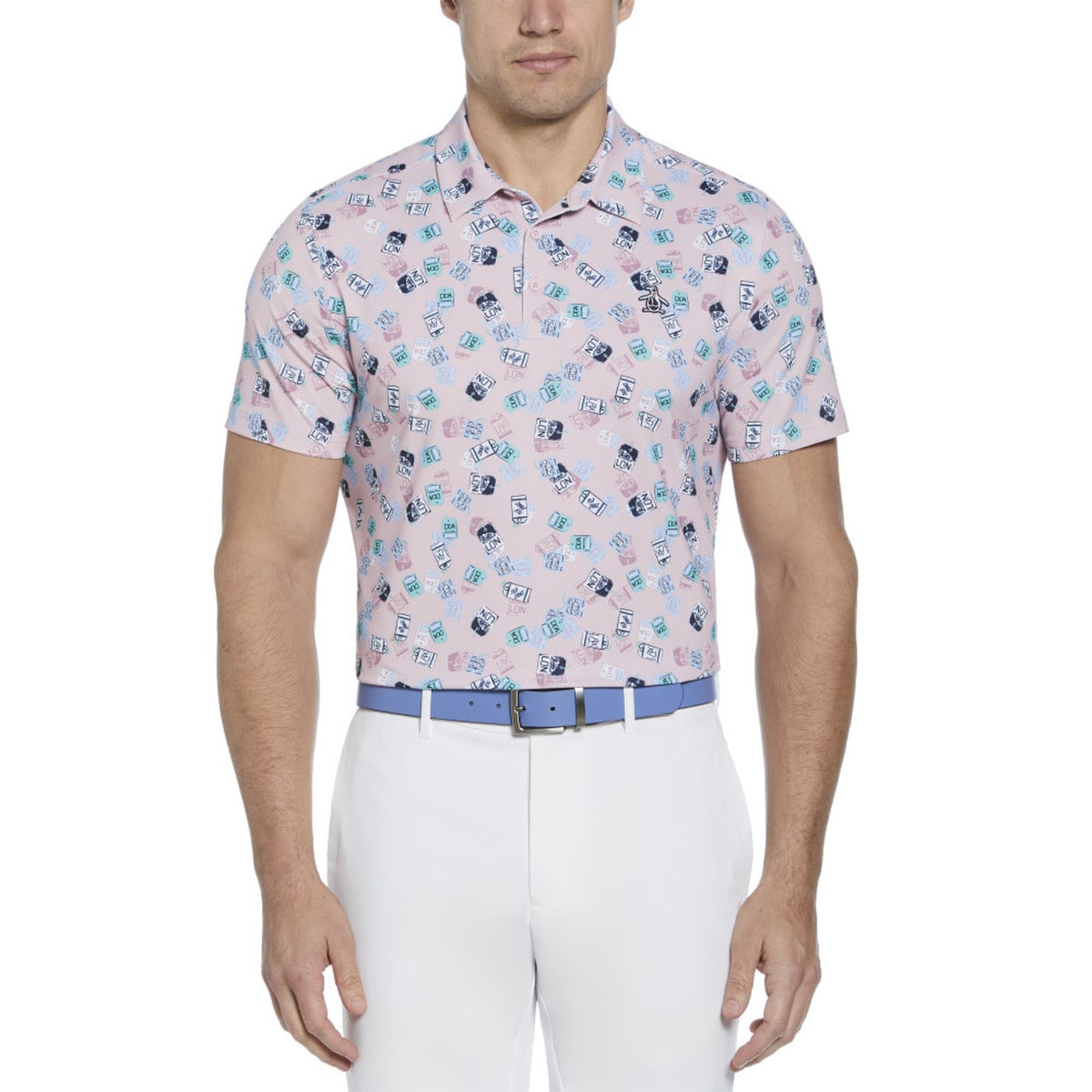 Original Penguin Polo Golf Pete's Travel Tags Imprimé All Over Élégant Et Confort