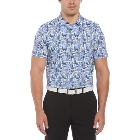 PENGUIN ALL OVER NOVELTY PETES GAME GRID POLO SHIRT