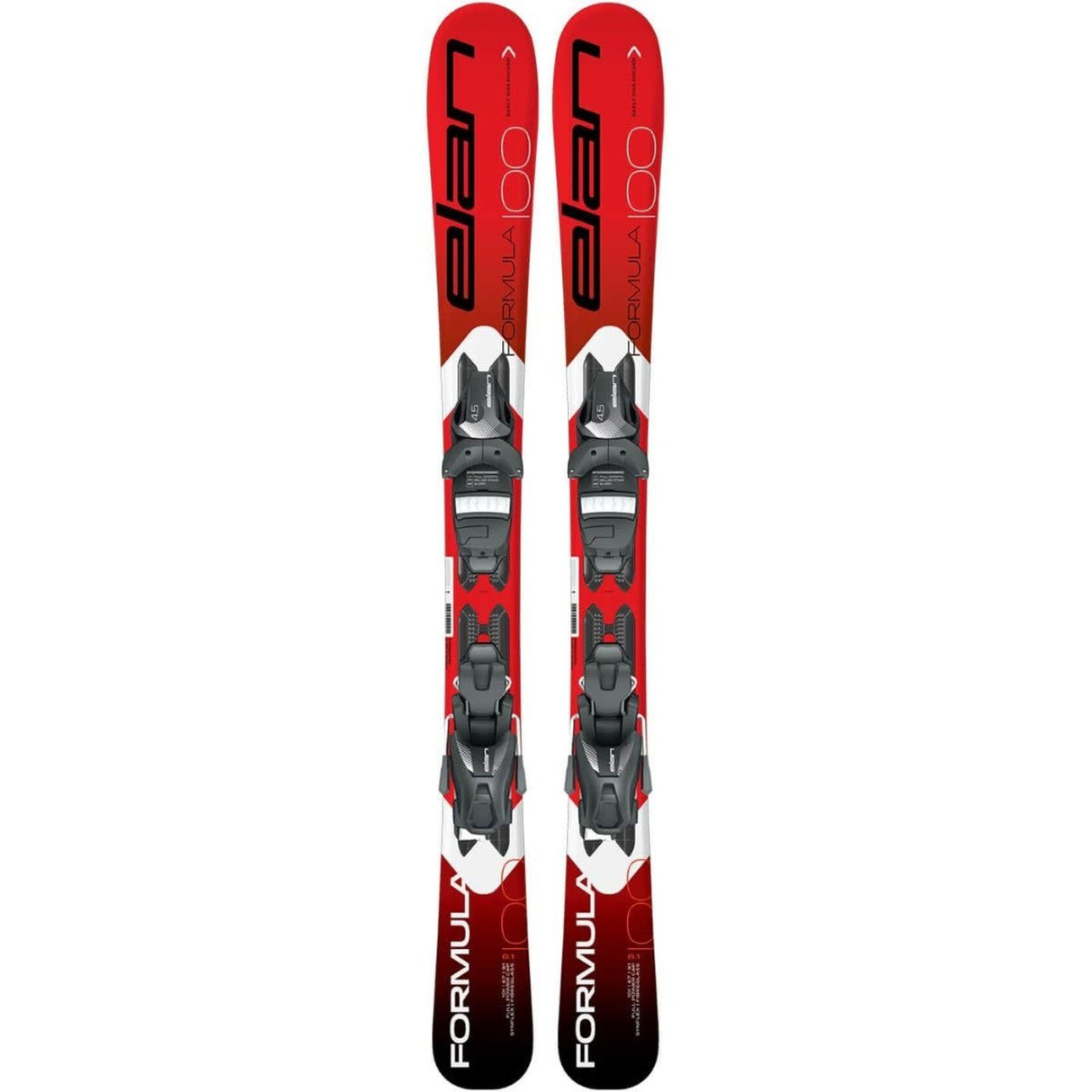 Elan Formula Junior Skis, Red, with EL 4.5 Bindings, One Size, for Young Beginner Skiers