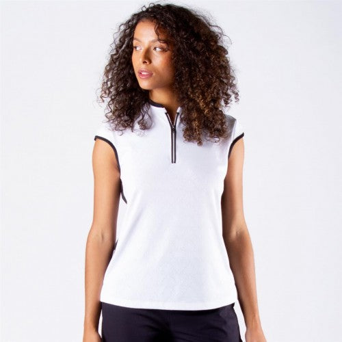 Nivo Polo Brianna Sleeveless Mock Stretch Jacquard False Collar