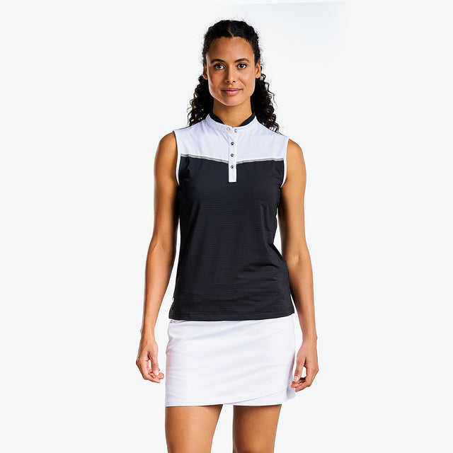 Nivo Sleeveless Polo Unisex Mock High Collar Performance Jacquard
