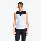 Nivo Sleeveless Polo Unisex Mock High Collar Performance Jacquard