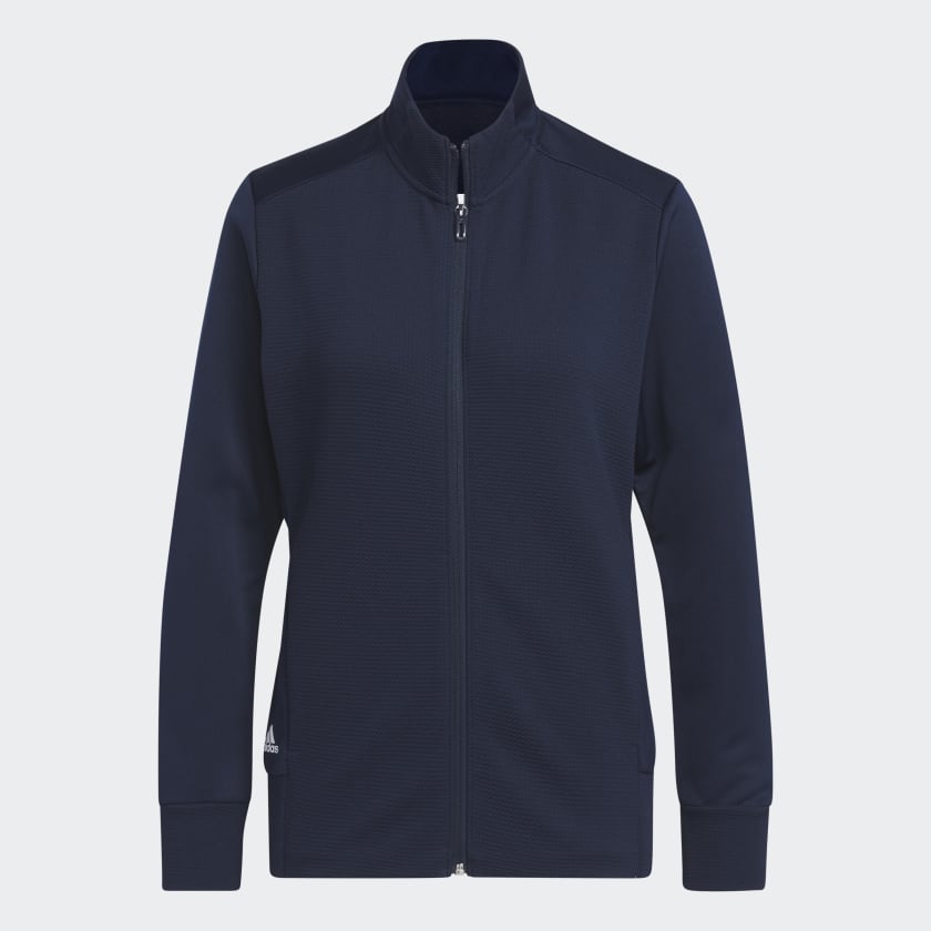 Adidas Textured Full Zip Sweater Elegant Golf Jacket For Cold
