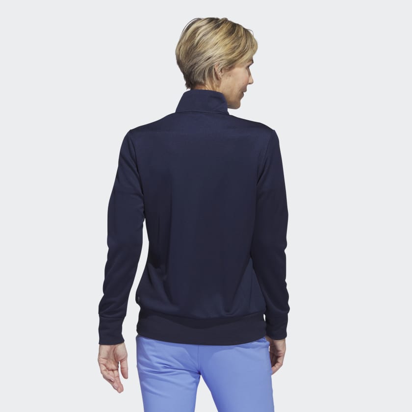 Adidas Textured Full Zip Sweater Elegant Golf Jacket For Cold