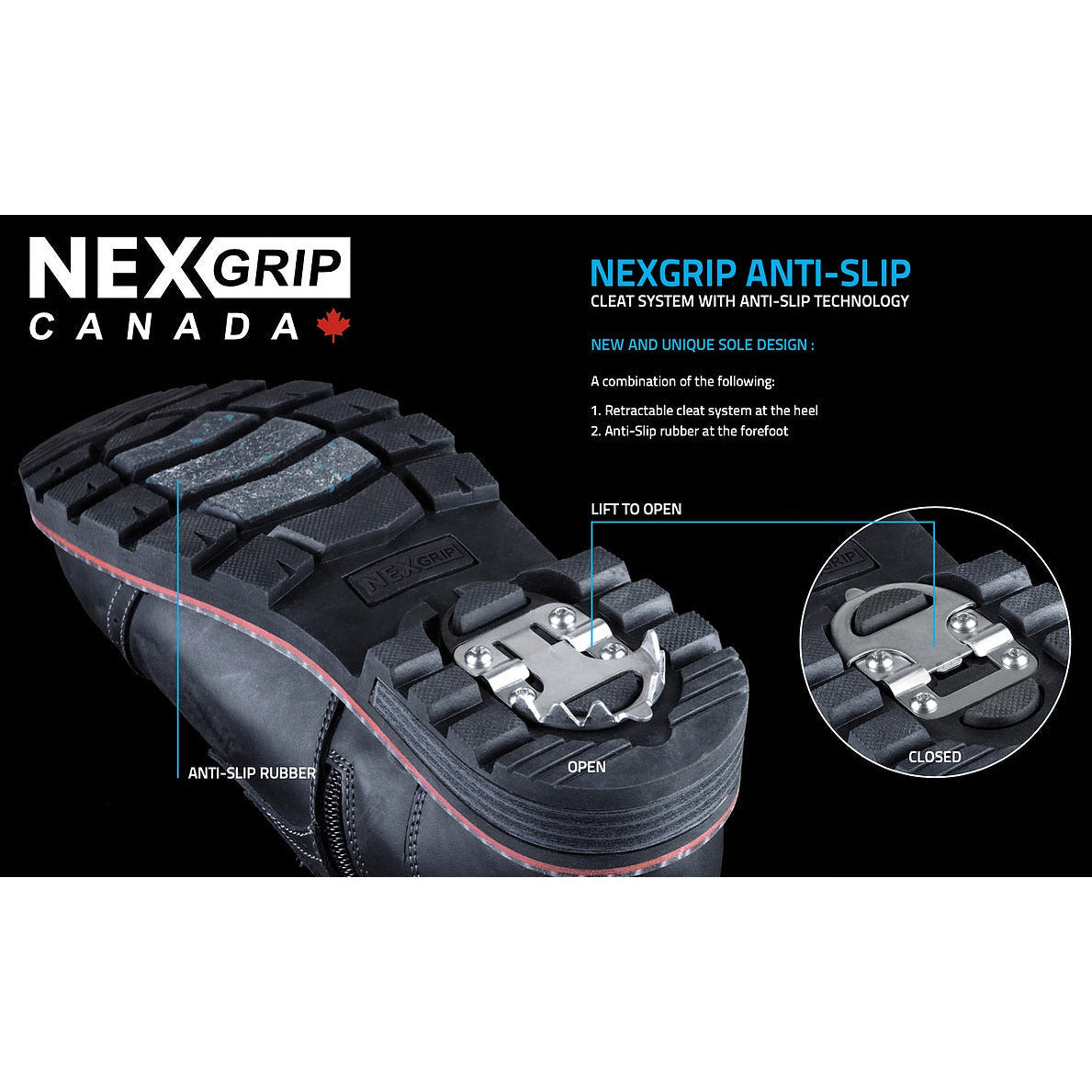NexGrip Botte Ice Town 2.0 Traction Renforcée Sur Glace Crampons